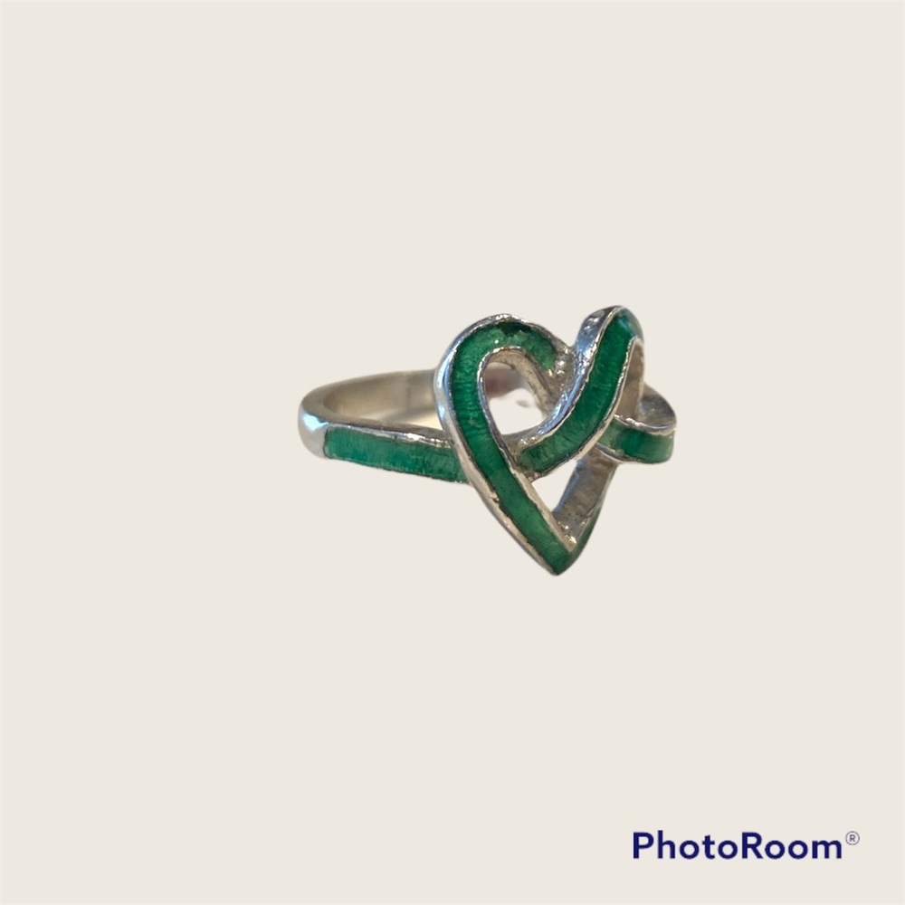 Sterling silver and enamel heart/friendship ring